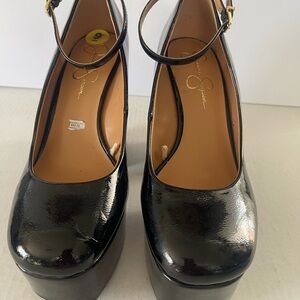 Jessica Simpson Shiny Black Platform Shoes